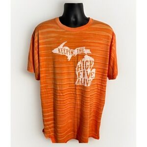 Keeping The‎ High Give Alive Graphic Short Sleeve T-Shirt Orange 2XL Michigan